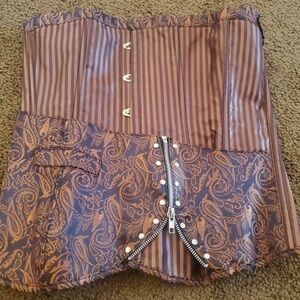 Striped and Paisley Corset Steampunk Copper Stripped Top Beautiful